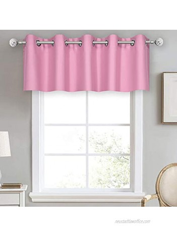 DECOVSUN Pink Valance for Girls Bedroom Blackout Grommet Top Valance Window Treatment for Living Room Short Straight Drape Valance for Nursery Baby Girls Room 70X18 1 Panel
