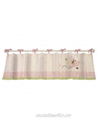 NoJo Butterfly Love Window Valance with Butterfly Applique Pink Green Ivory Brown