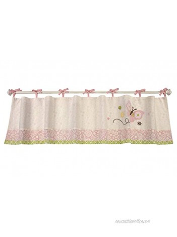 NoJo Butterfly Love Window Valance with Butterfly Applique Pink Green Ivory Brown