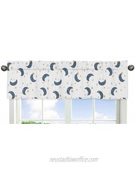 Sweet Jojo Designs Moon and Star Window Treatment Valance Navy Blue and Gold Watercolor Celestial Sky