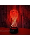 3D Angel Night Light Illusion Lamp 7 16 Color Change LED Lamp USB Powered Remote Control Table Gift Kids Gifts Decor Decorations Christmas Valentines Gift