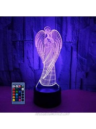 3D Angel Night Light Illusion Lamp 7 16 Color Change LED Lamp USB Powered Remote Control Table Gift Kids Gifts Decor Decorations Christmas Valentines Gift