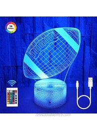 3D Illusion Lamp Football 3D Night Light for Kids 16 Changing Colors Soccer Nightlight with USB Powered Touch & Remote Control Room Decor Lighting Best Birthday for Boys Girls Kids