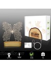 3D Optical Illusion Lamp Butterfly Night Light for Kids Baby Girl Bedroom Decor Gifts,Soft Warm White Colors Wooden Base Bedside Table Lamp