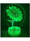 3D Sunflower Night Light USB Powered Touch Switch Remote Control LED Decor Optical Illusion 3D Lamp 7 16 Colors Changing Xmas Brithday Children Kids Toy Christmas Gift