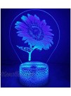 3D Sunflower Night Light USB Powered Touch Switch Remote Control LED Decor Optical Illusion 3D Lamp 7 16 Colors Changing Xmas Brithday Children Kids Toy Christmas Gift