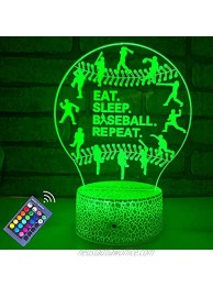 Baseball Night Light for Kids,Eat Sleep Baseball Repeat Light Gift Bedside Baseball Toy Lamp with Remote Control Birthday Gift for Baseball Fan Lovers Favors