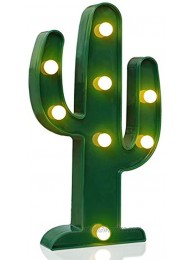 Designer Cactus Marquee Sign Lights Novelty Place Warm White LED Lamp Tropical Green Living Room Bedroom Table & Wall Christmas Decoration for Kids & Adults Battery Powered 10 Inches High