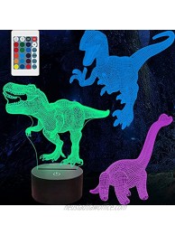 Dinosaur Night Light for Kids,3 Pcs Different Dinosaurs with 16 Changing Light Mode,Gifts for 5 6 7 8 9+ Year Old Boys,Cool Toys for Boys