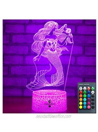 Easuntec Mermaid Toys Night Light with Remote & Smart Touch 7 Colors + 16 Colors Changing Dimmable Mermaid Gifts 1 2 3 4 5 6 7 8 Year Old Girl Gifts Mermaid 16WT