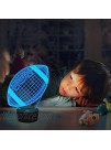 FULLOSUN Football 3D Night Light American Football 3D Illusion Lamp for Kids with Remote 16 Colors Changing Creative Birthday Rugby Gifts for Boy Girl Bedroom Decoration