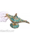 Gusnilo Vintage Aladdin Magic Lamp Genie Collector's Edition  Wedding Table Decoration,Collectable Rare Classic Arabian Props Aladdin Pot & Delicate Gift for Party BirthdayPeacock Blue