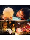 HWAY Moon Lamp 16 Colors LED 3D Printing Moon Lamp with Wood Stand Touch & Remote Control & USB Rechargeable Baby Light Gift for Girls Lover Christmas