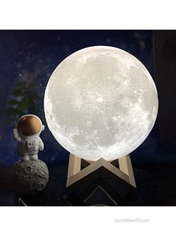 HWAY Moon Lamp 16 Colors LED 3D Printing Moon Lamp with Wood Stand Touch & Remote Control & USB Rechargeable Baby Light Gift for Girls Lover Christmas