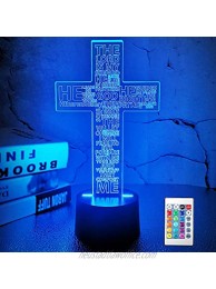 Jesus Cross 3D Night Light Christ Optical Illusion Lights 16 Colors Change with Remote Control The Lord Desk Lamps Room Home Decor Xmas Birthday Easter Gifts