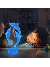 Night Light for Kids Dolphin 3D Night Light Porpoise Illusion Lamp with Remote Control 16 Color Changing Xmas Halloween Birthday Gift for Child Baby Girl