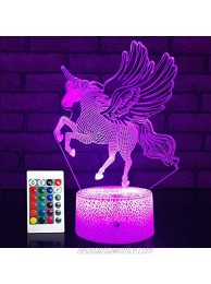 SETIFUNI Unicorn Gifts for Girls Unicorn Night Light with Remote & Smart Touch 16 Colors + 7 Colors Changing Dimmable Unicorn Toys for 5 6 7 8 9 10 Year Old Girl