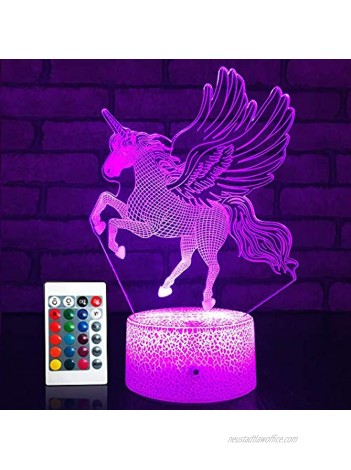 SETIFUNI Unicorn Gifts for Girls Unicorn Night Light with Remote & Smart Touch 16 Colors + 7 Colors Changing Dimmable Unicorn Toys for 5 6 7 8 9 10 Year Old Girl