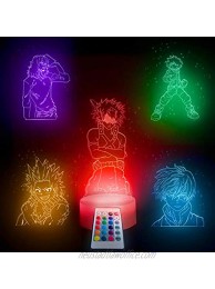 Trendy Home & Garden Hero Academia Collection-5in1-3d Led Night Light for Boys Girls Kids -Touch Remote Color Changing Nightlight