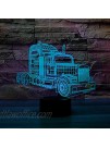 YTDZLTD Creative 3D Truck Night Light 16 Colors Changing USB Power Remote Control Touch Switch Decor Lamp Optical Illusion Lamp LED Table Desk Lamp Children Kids Christmas Brithday Gift