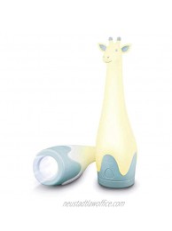 Zazu Kids Nightlight Torch Lamp Giraffe Toy Blue Flashlight and Bedside Light Cordless Multiple LED Color Options Auto Shut-Off Gina The Giraffe