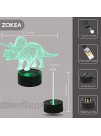 ZOKEA Night Lights for Kids Dinosaur 3D Night Light Bedside Lamp 7 Colors Changing with Remote Control Best Birthday Gifts for Boys Girls Kids Baby Dinosaur Triceratops¡­