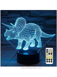 ZOKEA Night Lights for Kids Dinosaur 3D Night Light Bedside Lamp 7 Colors Changing with Remote Control Best Birthday Gifts for Boys Girls Kids Baby Dinosaur Triceratops¡­