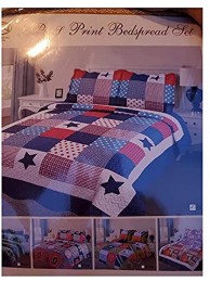Bed Comforter Summer Cover Set for Kids Stars and Stripes Red White Blue Twin Size Set