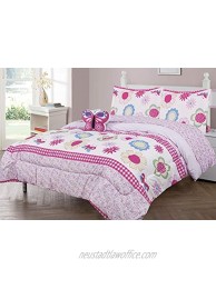 Bedding Haus Twin Kids Comforter Bedding Set 6pc Multi-Color Outer Floral Planets Design Fun and Bright Bed Covers Girl Kids Comforter Sham Toy Pillow 3pc Sheet Set Twin 6pc Floral