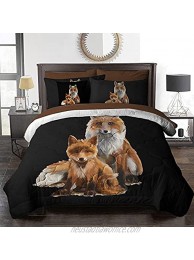BlessLiving Woodland Bed in A Bag Twin Fox Mother and Cub Comforter Set 8 Pieces Bedding Set for Kids Teens 1 Comforter 2 Pillowcases 2 Pillow Shams 1 Flat Sheet 1 Fitted Sheet 1 Cushion Cover