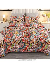 Bohemian Flower Comforter Sets Full 3 Pieces Reverse Quilted Bedspread Coverlet Teen Kids Comforter Sets Beautiful Boho Flower Bedding Sets Full