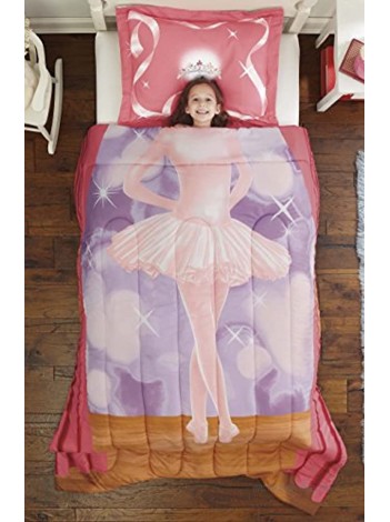 Dream Big Ballerina Ultra Soft Microfiber 2-Piece Comforter Sham Set Pink Twin