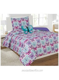 Fancy Linen Girls Comforter Set Butterfly Blue Turquoise Purple New # Butterfly Blue Twin Comforter
