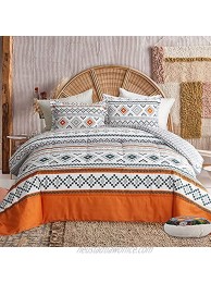 FlySheep 3 Piece Bohemian Orange Comforter Set Twin Size for Kids Tribal Geometric Bedding Set for All Season Ultra Soft Microfiber Reversible Comforter + 2 Pillow Shams