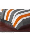 Gray Orange and White Childrens Teen 3 Piece Full Queen Boys Stripe Bedding Set Collection