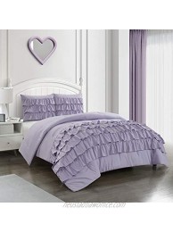 Heritage Kids Ruby Ruffle 3 Piece Comforter Set Lavender Full Queen