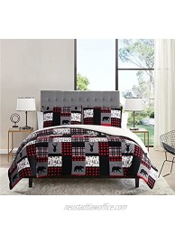 Heritage Kids Woodland Cozy Flannel Reverse to Super Soft Sherpa 3 Piece Comforter Set Full Queen Multi-Color