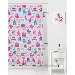 Mainstays Kids Pretty Princess Floral Castle Unicorns and Hearts Reversible Bedding Twin Comforter for Girls 5 Piece in a Bag Shower Curtain