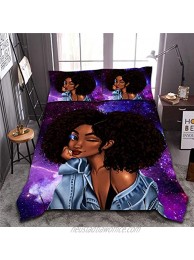 NTBED African American Cool Girl Comforter Sets Queen Purple Black Woman Microfiber Galaxy Bedding Quilt Sets for Ladies Girls Purple Queen