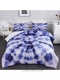 Ylehoc Tie Dye Comforter Sets Queen Blue Boho Bedding Sets 3 Pieces 1 Abstract Art Comforter and 2 Pillow Cases Ultra-Soft Lightweright Microfiber for Kids Adults for Bedrooom Sofa