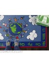 Flagship Carpets Happy World Rug Educational Carpet for Children's Classroom Home and School Playroom or Children's Bedroom 3'x5' Blue Multi-Color