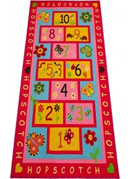 Hopscotch Kids Rug Extra Large 72"x39" | Hop and Count -Fun and Educational Durable Woven Anti Slip Floor Carpet Kid’s Floor Play Mat for Bedroom Nursery Classroom Sturdy Gift for Girls & Boys