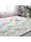 junovo Soft Rainbow Area Rugs for Girls Room Fluffy Colorful Rugs Cute Floor Carpets Shaggy Playing Mat for Kids Baby Girls Bedroom Nursery Home Decor 3ft x 5ft