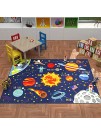 KC CUBS Playtime Collection Space Safari Road Map Educational Learning & Game Area Rug Carpet for Kids and Children Bedrooms and Playroom 3' 3" x 4' 7"
