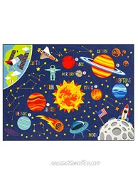 KC CUBS Playtime Collection Space Safari Road Map Educational Learning & Game Area Rug Carpet for Kids and Children Bedrooms and Playroom 3' 3" x 4' 7"