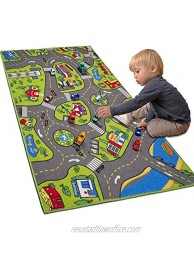 Large Kids Carpet Playmat Rug 32" x 52" with Non-Slip Backing City Life Play Mat for Playing with Car Toy Game Area for Baby Toddler Kid Child Educational Learn Road Traffic in Bedroom Classroom