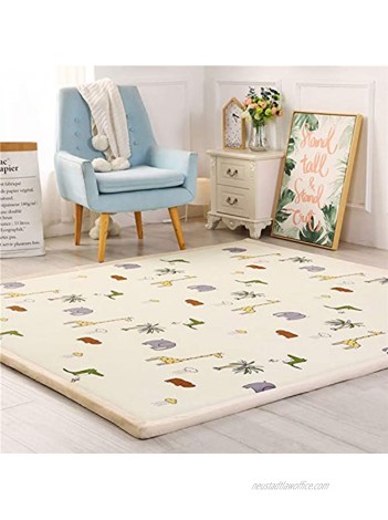 Loartee Kids Play Area Rug Soft & Thick Coral Velvet Nursery Rug Crawling Mat for Toddler Jungle Animals Play Mat Non-Toxic & Anti-Skid Size:6'6"x9'2"About 200x280cm