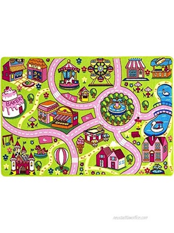 Mybecca Kids Rug 5' x 7' Colourful Fun Land Theme Park Roads Floor Play Children Area Rug Mat for Playroom & Nursery 59" x 82" Ideal Gift for Children Baby Bedroom Play Room Game Play Mat Rugs