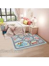 Non-Slip Kids Playmat Rug for Playroom 3'x 5' Blue Washable Children's Educational Rugs Learning & Have Fun Safely City Life Road Traffic Play Mat Carpet for Baby Room Bedroom