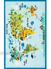 nuLOOM Animal World Map Kids Area Rug 3' 3" x 5' Baby Blue